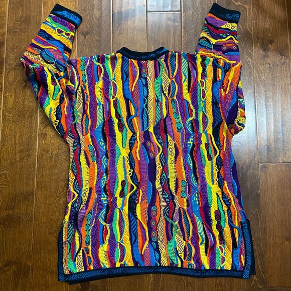 COOGI Australia Vintage 3-D Knit 1/4 Zip Multicolor Sweater Cotton Men's Size XL - Picture 6 of 9